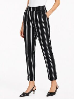 Tribal Striped Petite Friendly Ankle Pants Cropped Pull On Stretch Career Size 4